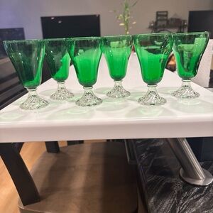 Vintage Anchor Hocking Berwick Boopie Forest Green Bubble Glass Set of 6